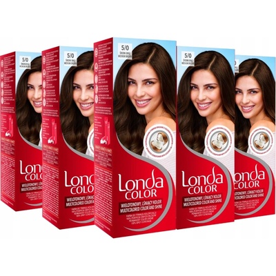 Londa Color barva na vlasy Středně Hnědá 5/0 Zářivá Barva x5