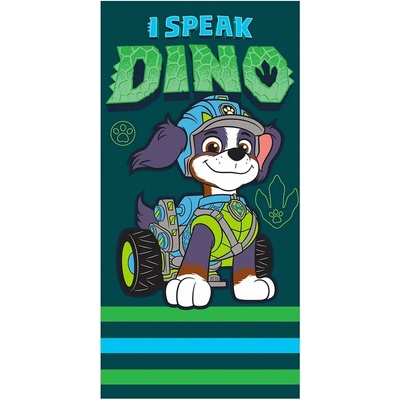 Carbotex plážová osuška Labková patrola Paw Patrol motív dinosaurí expert rex 70 x 140 cm