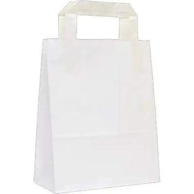 Papierová taška s plochým uchom 180x80x220 mm 25 ks/bal, biela KRPA ZT18008022025