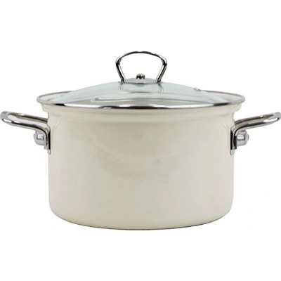 BELIS Smaltovaný hrnec se skleněnou poklicí 20 cm 3,6 l ECO-CERAMIC krémový 41520-099DD8N3
