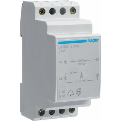 Hager Zvonkový transformátor 230/8-12VAC 8VA ST303