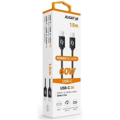 Aligator DATKP49 Power 65W, USB-C/USB-C, 3A, 1,5m, bílý