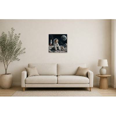 Obraz na plátně – Malý astronaut s plyšovým kamarádem 60 × 60 cm – Hledejceny.cz