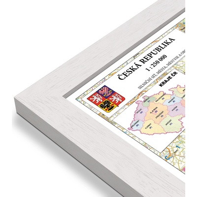 Excart Maps ČR - nástěnná automapa 240 x 135 cm (vydání 2026) Varianta: mapa v dřevěném rámu, Provedení: Pegi bílý