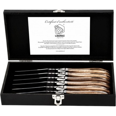 Laguiole Sada steakových nožov Laguiole Luxury 6 ks olive