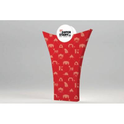 Textilná stena veľký reklamný totem - RED Crown 39, 4m výška - Komplet ( rám + potlač grafiky )