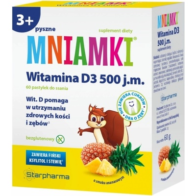Starpharma Mniamki pastilky s vitamínom D3, s príchuťou ananásu 60 pastiliek