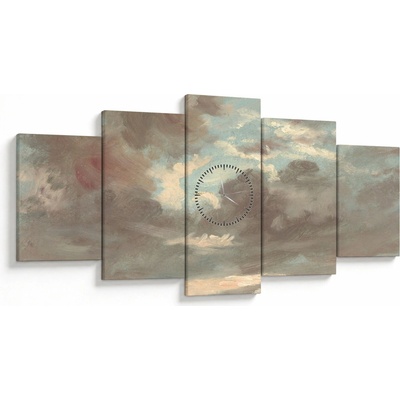 Obraz - John Constable, Cloud Study Stormy Sunset, reprodukcia (s hodinami), päťdielne 150x80 cm s hodinami