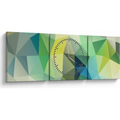 Obraz geometrické abstrakcie (s hodinami), trojdielne 90x30 cm s hodinami