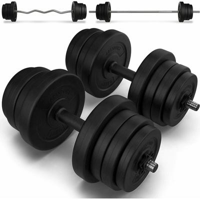 Juskys Sada činek Juskys 3 v 1 (krátká, dlouhá a ohnutá) se závažím 60 kg