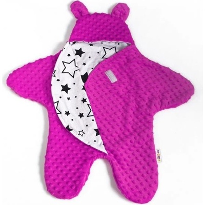 Baby Nellys Fusák spacáček kombinézka do autosedačky nebo kočárku Ouškou s minky sytě ružový