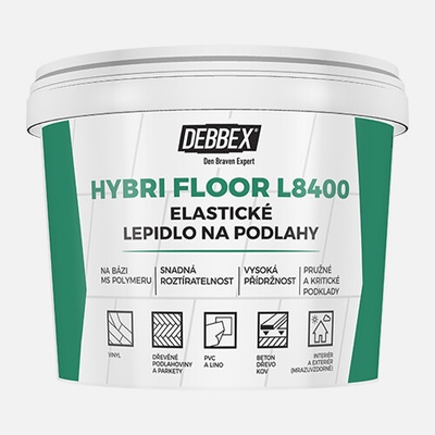 Debbex Elastické lepidlo na podlahy HYBRI FLOOR L8400 - 5 kg svetlo hnedá, vedro