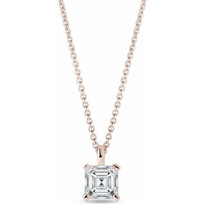 Klenota Náhrdelník z ružového zlata s diamantom vo výbruse asscher N0553204