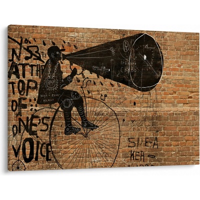 Obraz - Muž na bicykli v Banksyho štýle, jednodielne 100x70 cm