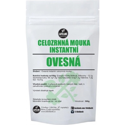 LifeLike instantní celozrnná ovesná mouka 0,5 kg