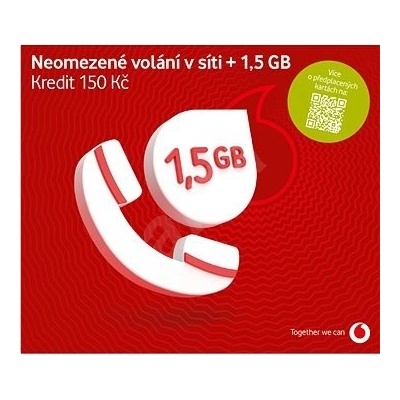Vodafone SIM karta 150 Kč Neomezené volání v síti + 1.5 GB