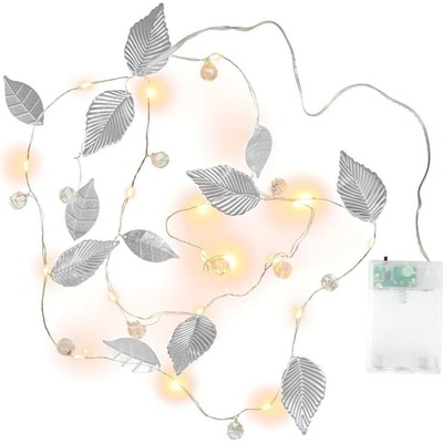 Nexos 86925 Osvětlení perly a stříbrné listy 20 LED teplá bílá