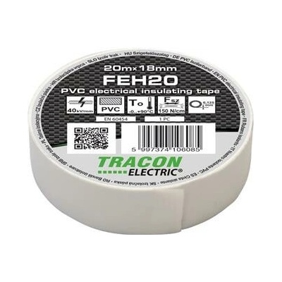 Tracon Electric Páska izolačná 20 m x 18 mm x 0,125 mm biela FEH20