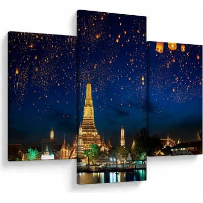 Obraz - Lampióny štěstí, Bangkok, třídílný 90x60 cm – Hledejceny.cz
