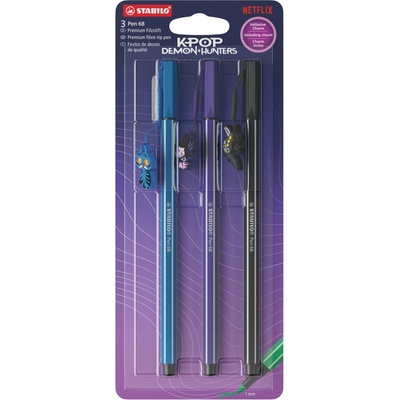 Stabilo Pen 68 KPop Demon Hunters 3 ks blister s príveskami Derpy, Sussie a Demon Jinu