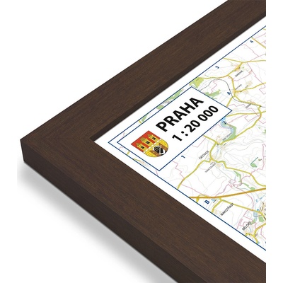 Excart Maps Praha - nástěnná mapa 183 x 138 cm Varianta: mapa v dřevěném rámu, Provedení: Pegi skořice
