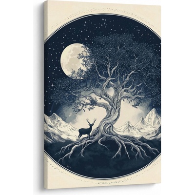 Obraz – Magický strom s jeleňom I., jednodielny 60x90 cm