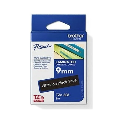 Brother originál páska do tlačiarne štítkov Brother TZE-325 biely tisk/černý podklad laminovaná 8 m 9 mm