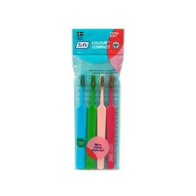 TePe Colour Compact zubní kartáček Toothbrush Extra Soft 4 ks
