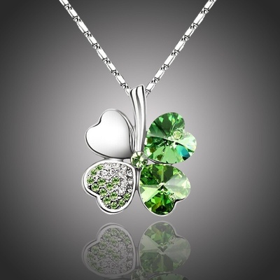 Sisi Jewelry Náhrdelník Swarovski Elements Čtyřlístek pro štěstí - zelený NH1040-N9554-3 Zelená – Hledejceny.cz