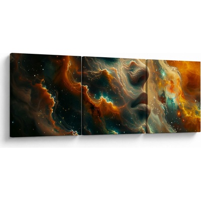 Obraz - Tvář ve vesmíru, třídílný 90x30 cm