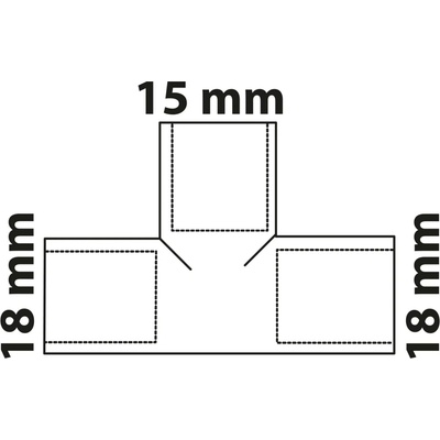 Kirchhoff redukční T-kus 18 mm x 15 mm x 18 mm, 3 objímky, hladké