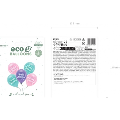 PartyDeco Balónky latexové ECO Happy Birthday pink mix 26 cm