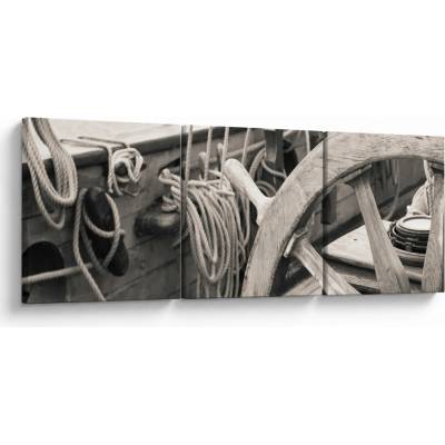 Obraz - Kormidlo plachetnice, trojdielne 90x30 cm
