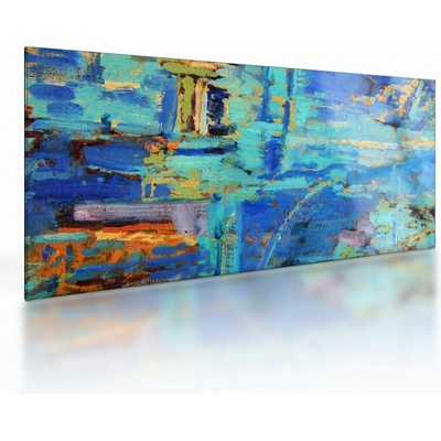 Sklenený obraz - Abstraktné olejomaľba, jednodielne 100x50 cm na skle