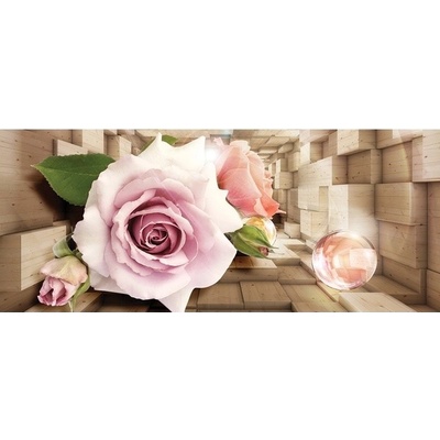 Preinterier Fototapeta - PA4285 3D kocky s kvetmi vlies - 250cm x 104cm