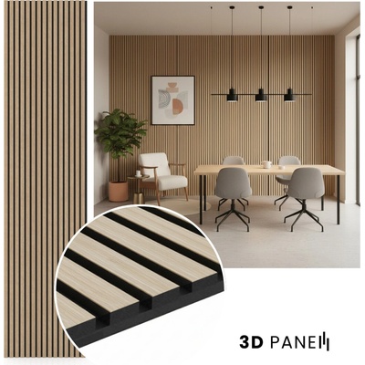 Bez suků a letokruhů Dub světlý, akustický 3D panel, 60 x 260 cm, dřevěná dýha