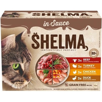Shelma Cat Multipack GF dušené filetky masové receptury v omáčce 12x 85 g