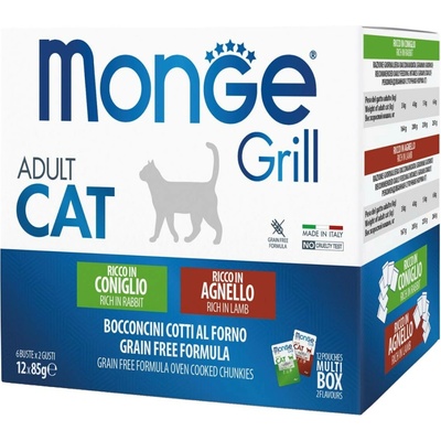 Monge Grill Cat králik a jahňa 12 x 85 g