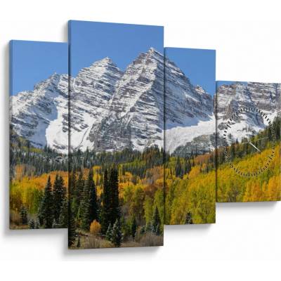 Obraz - Maroon Peak (s hodinami), Čtyřdílný 110x75 cm s hodinami