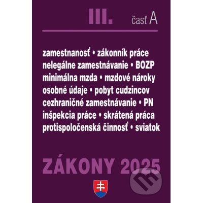 Zákony III. A2025 - Pracovnoprávne vzťahy a zamestnávanie - Poradca s.r.o.