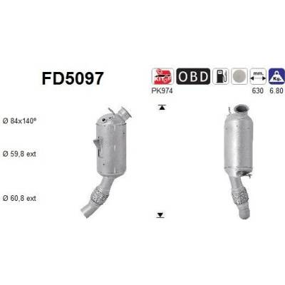Filter sadzí pevných častíc výfukového systému AS FD5097