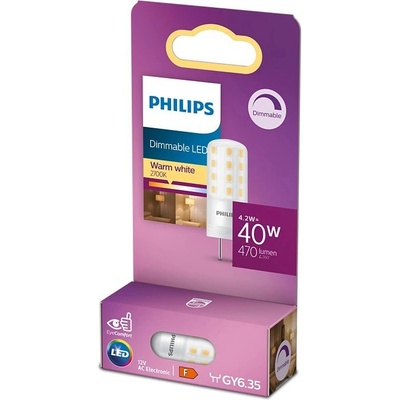 Philips LED žiarovka GY6.35 kapsula 4,2W = 40W 470lm 2700K teplá stmievateľná