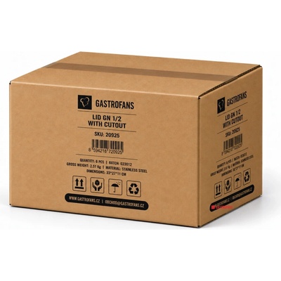 Gastrofans 6x veko pre GN 1/2, nerezové, s výrezom pre naberačku