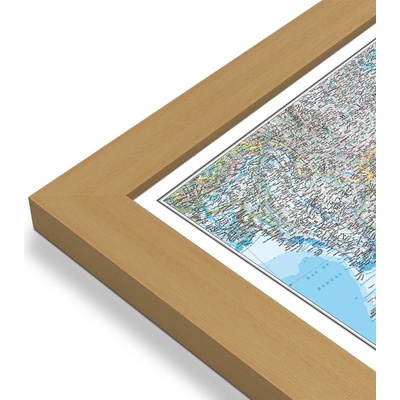 National Geographic Jihovýchodní Asie - nástěnná mapa 97 x 82 cm Varianta: mapa v dřevěném rámu, Provedení: Pegi jádro ořechu