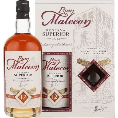 Malecon 12yo 40% 0,7 l (dárkové balení se sklenicí)