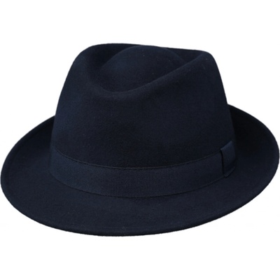 Fiebig since 1903 Klasický trilby klobouk vlněný modrý s modrou stuhou