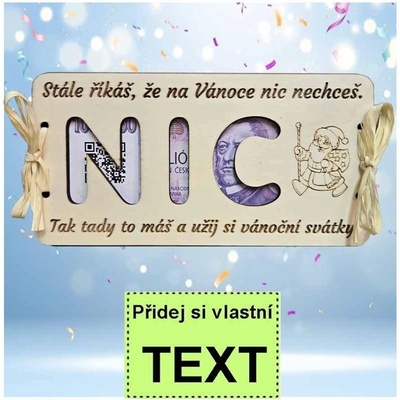 Bezvadný dárek Dřevěná vánoční obálka na peníze 1