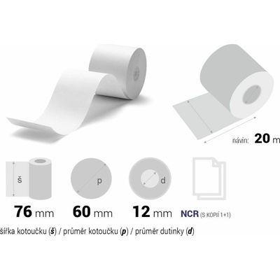 Koehler Paper Pokladní kotoučky samopropisovací 76 × 60 × 12 mm (20 m), 5 ks – Hledejceny.cz