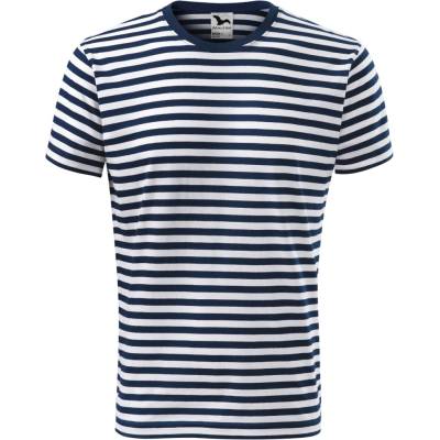 MALFINI Pruhované tričko Sailor 803 unisex 100 % bavlna námornícka modrá M