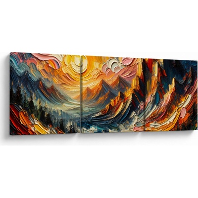 Obraz - Hory zalité sluncem, třídílný 90x30 cm